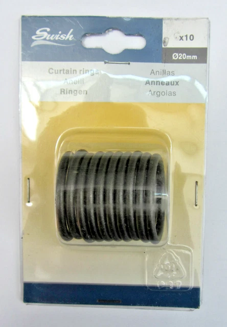 Swish 10 Anillos Cortina De 31MM para Bastones De 20MM Con Ganchos Transparente