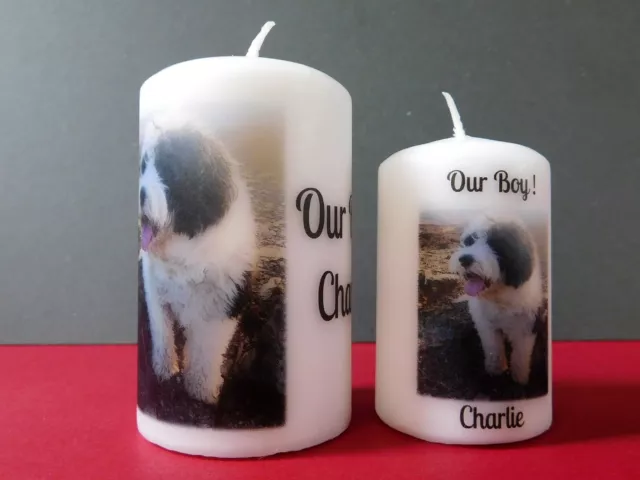 Personalised Photo Candle Dog Cat Pet Gift Remembrance Birthday Christmas