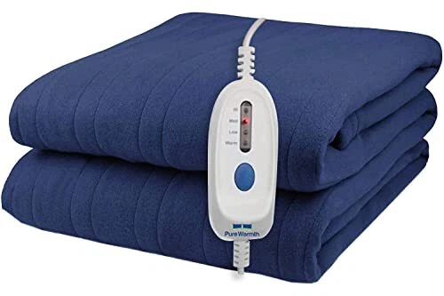 Pure Warmth Solid Flannel Warming Twin Electric Blanket - Adjustable Heat Set...