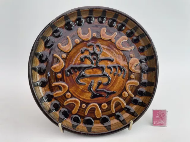 Slipware Studio Pottery Decorative Dish - Stylised Cockerel/Chicken