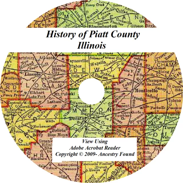 2 in 1 History & Genealogy of PIATT County Illinois IL