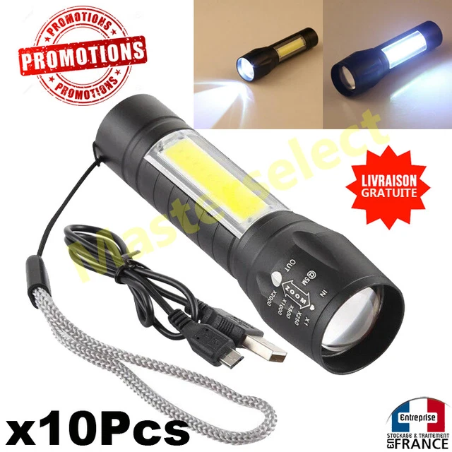 Lampes de poche rechargeables haute luminosité, 100 000 lumens, lampe