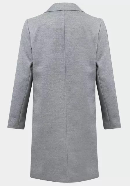 Grey Faux Wool Coat Womens Single Button Mid Length City Overcoat BNWT Plus Size 2