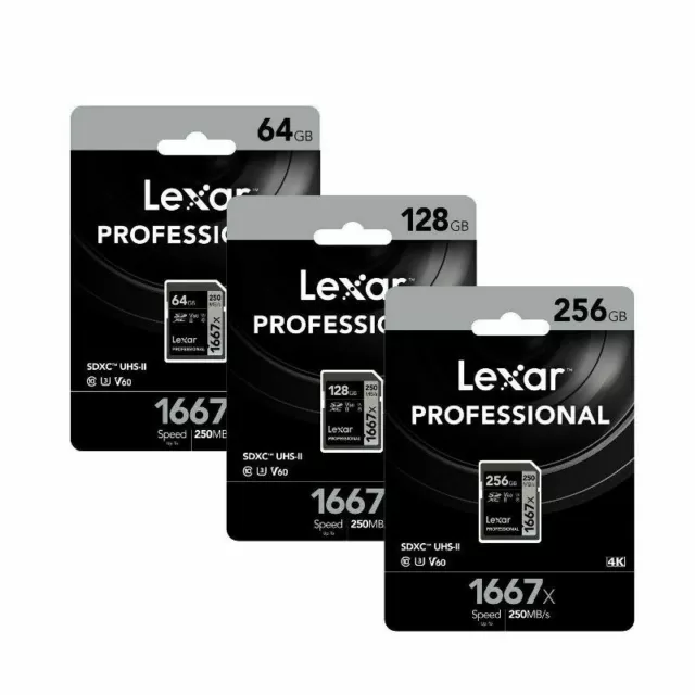 Lexar Professional 1667x 64Go 128Go 256Go SDHC SDXC SD Cartes mémoire CL10 V60