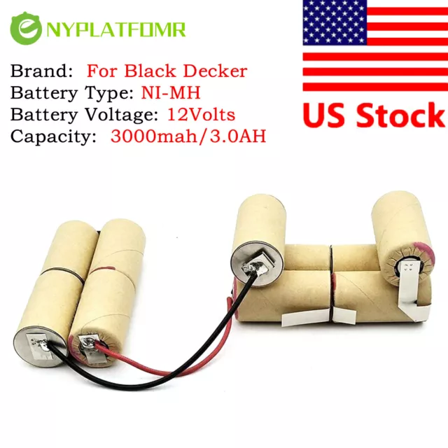 3000mAh for Black Decker 12V Ni MH Battery pack CD vacuum cleaner PD1200 H1  for self-installation