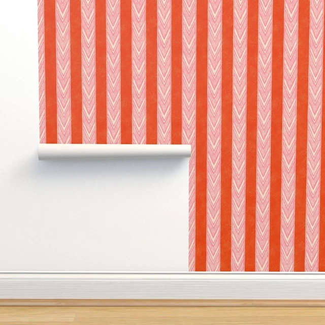 Traditional Wallpaper Hand Drawn Chevron Thick Stripes Folk Art Western Eclectic