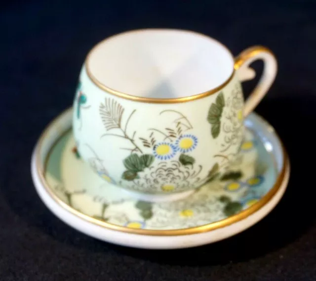 Beautiful Satsuma Lithophane Geisha Cup And Saucer With Wooden Stand