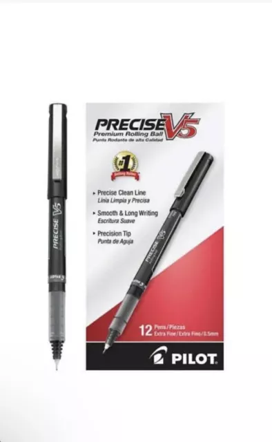 Pilot Precise V5 Stick Rollerball Pen, Extra Fine Point, Black, 12-count, New