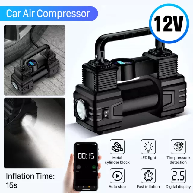 Digital Car Tyre Inflator DC 12V Heavy Duty Air Compressor Electric Tire Pump UK