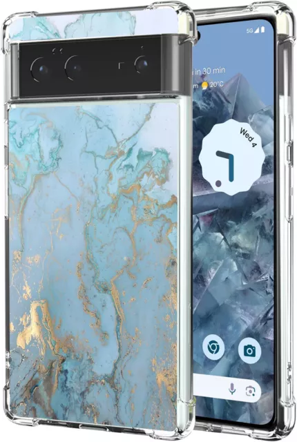 For Google Pixel 8 Pro 5G Case Fasion Blue Marble Soft Airbag Crystal Cover