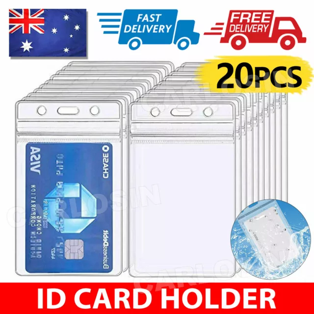 20pcs Plastic Clear ID Card Holder Badge Lanyard Work Business Pouch Security