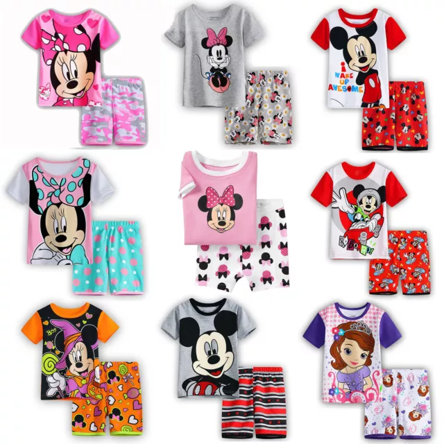 Boys Girls Kids Mickey Minnie Mouse Pyjamas Pjs Sets Nightwear Sleepwear Outfit` 3