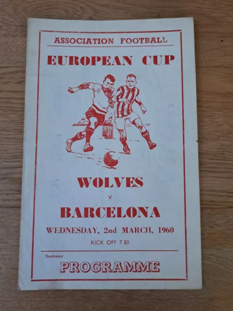 1960 Wolverhampton Wanderers v Barcelona European Cup Pirate Programme