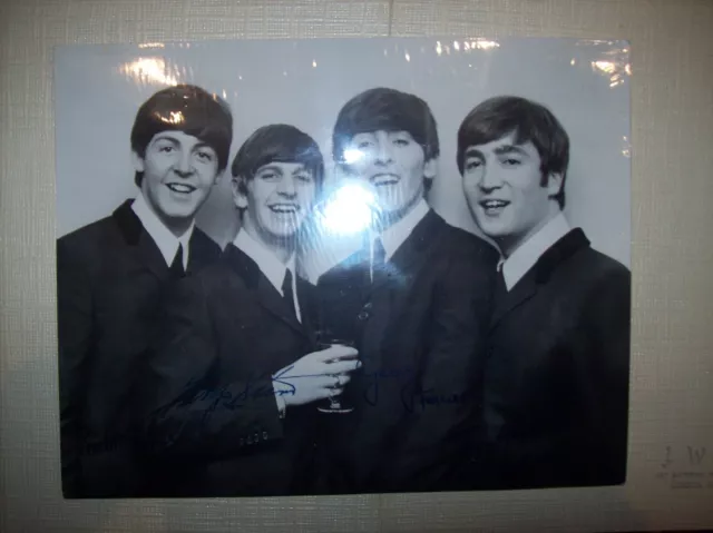Beatles black and white signed autopen fan club photo...1963