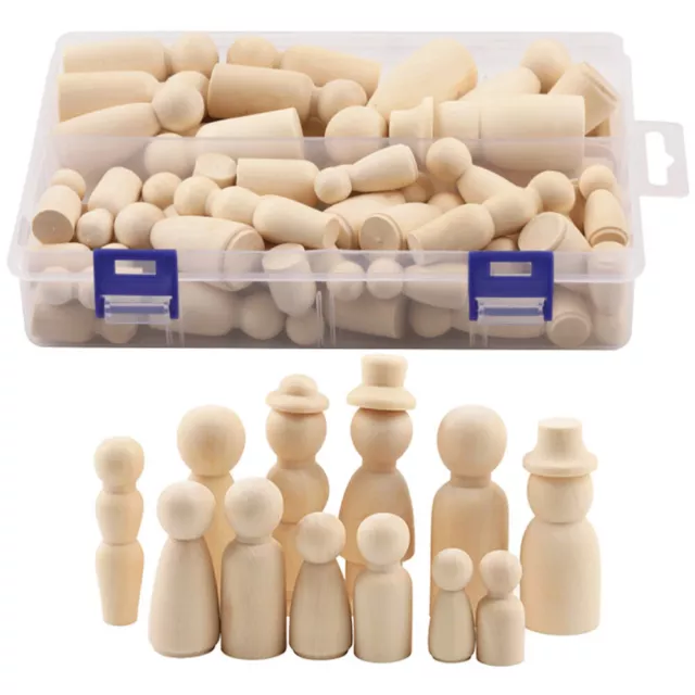 55 Pcs Peg People Wooden DIY Graffiti Dolls Micro Toys Child Nail