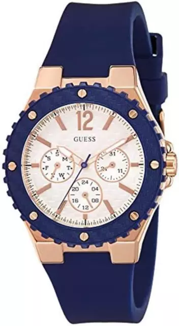 Women's Guess Multi-Function Blue Silicone Strap Dial Analog Watch W0149L5