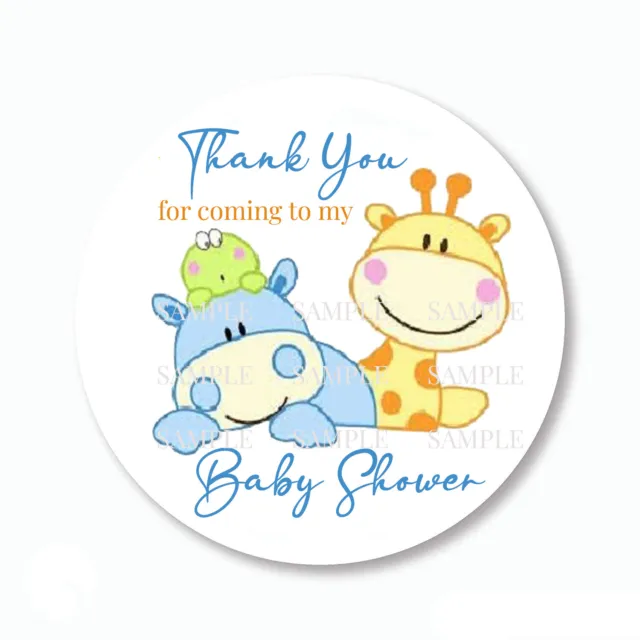 Personalized Thank You Baby Shower Animals  Party Favors Stickers Labels 3 Sizes