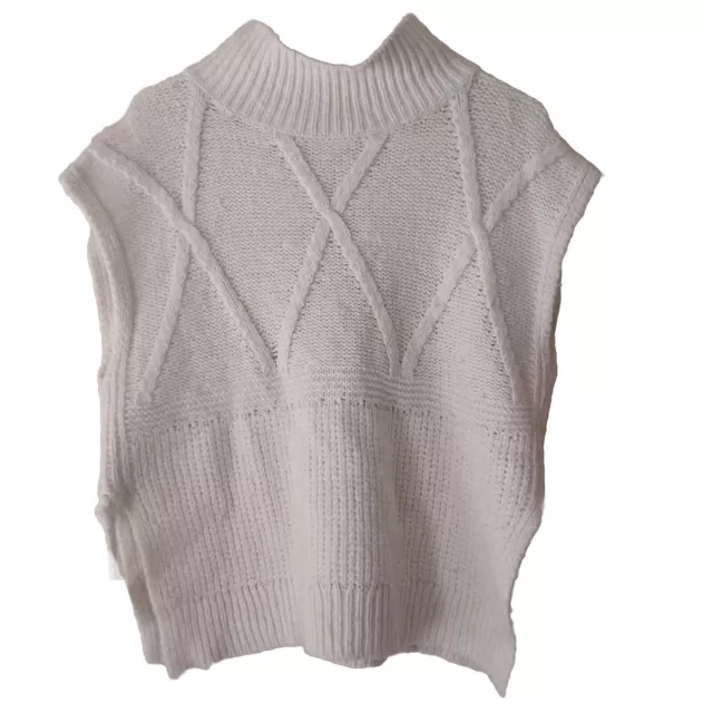 Madewell Womens Sweater Vest Sleeveless Wool Cable Knit Tie Side Wool Boxy S