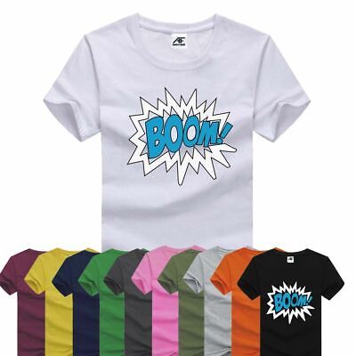 Ladies Boom Logo Printed T Shirt Womens Short Sleeve Summer 100% Cotton Top