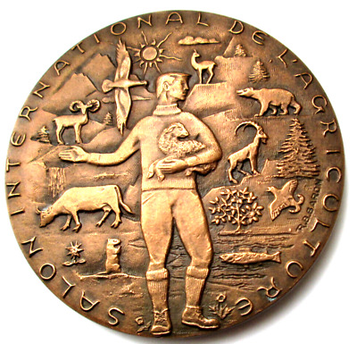Salon International De L'agriculture Paris .1974.Bronze Monnaie De Paris 5.8 Cm