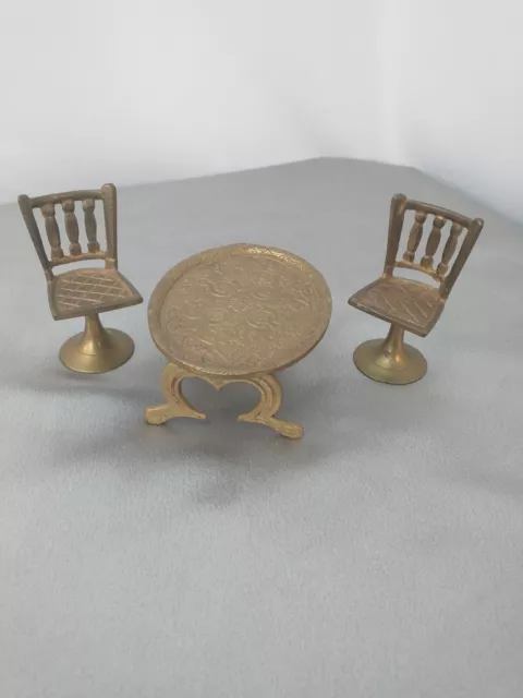 Vintage Miniature Set Of Table And 2 Chairs,  Doll House, Fairy Garden