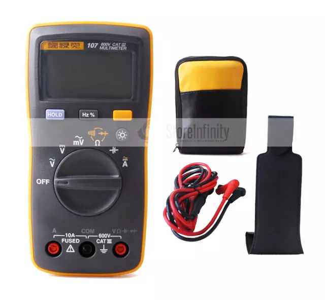 Fluke 107 AC/DC Current Handheld Digital Multimeter Magnetic Pendant Soft Case