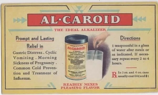 Al Caroid The Ideal Alkalizer  vintage ink blotter  1930