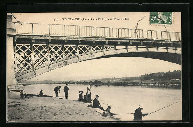 CPA Ris-Orangis, Pecheurs au Pont de Ris