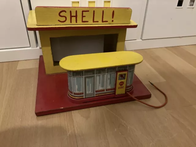 Spielzeug Shell Tankstelle ⛽  Blech / Holz Eigenbau Distler 60iger