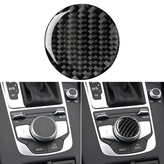 Carbon fiber Interior Multi-Media Control Knob Decor Cover Trim For Audi A3 S3