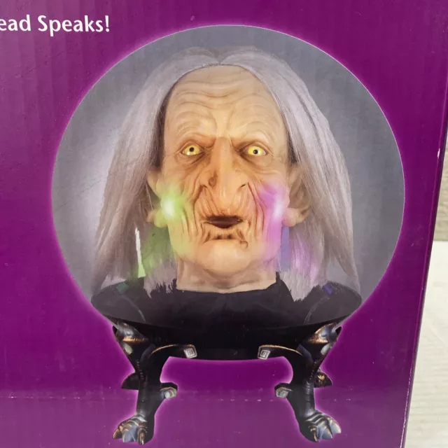 Gemmy Halloween Animated Witch Head Crystal Ball Spirit Ball #944824-MMVI NEW