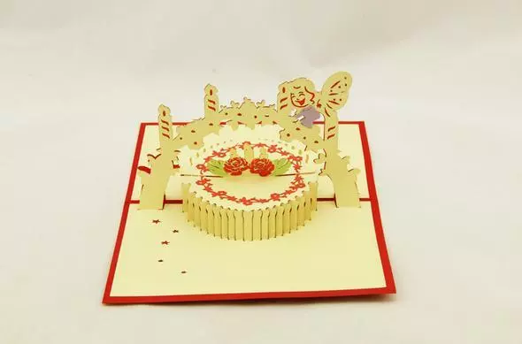 TINKERBELL FLOWERS CAKE 3D POP UP Greeting Card HAPPY BIRTHDAY KIRIGAMI Handmade