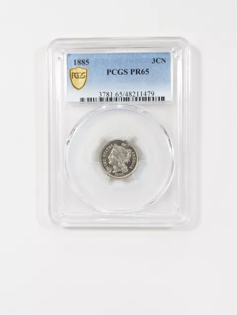 1885 Three Cent Nickel 3CN PCGS PF65 PQ+ Less Than 3,800 Minted ~ Key Date!