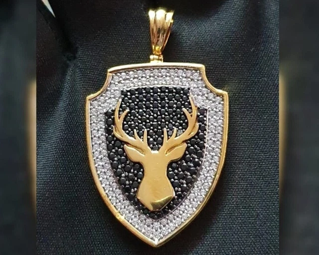 4Ct Round Simulated Black Diamond Dog Tag Pendant 14K Yellow Gold Plated 925