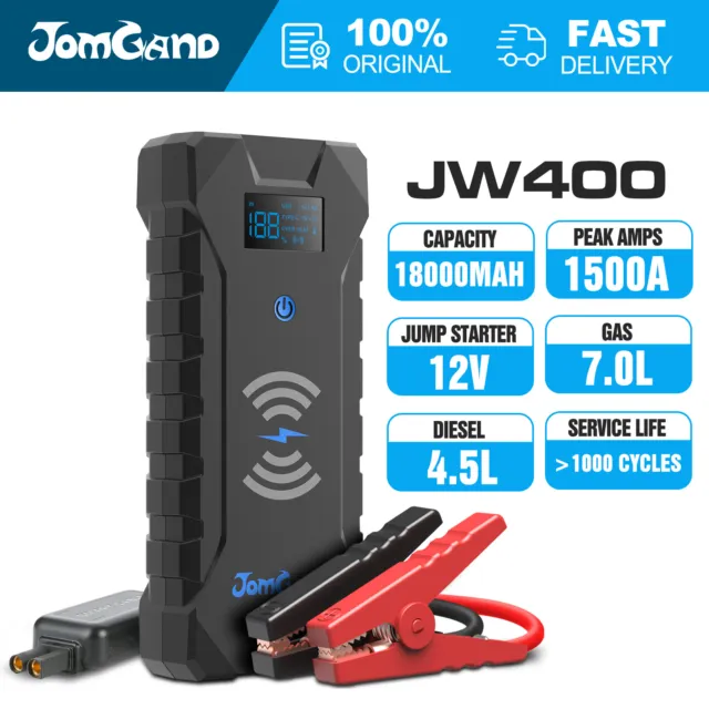 Auto KFZ Starthilfe 18000mAh 1500A Jump Starter Ladegerät Booster QI Powerbank