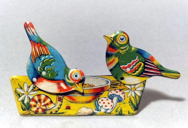 ANCIEN JOUET EN BOIS ET PLASTQIUE EDUCA LUX VINTAGE OISEAUX