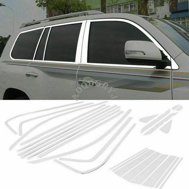 Chrome Steel Full Window Frame Sill Trims Cover For Toyota Land Cruiser 2008-21