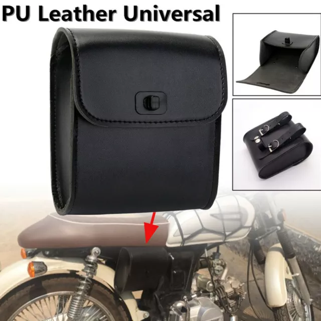 Universal Motorcycle Bike PU Leather Front/Rear/Side Tool Bag Luggage Saddle Bag