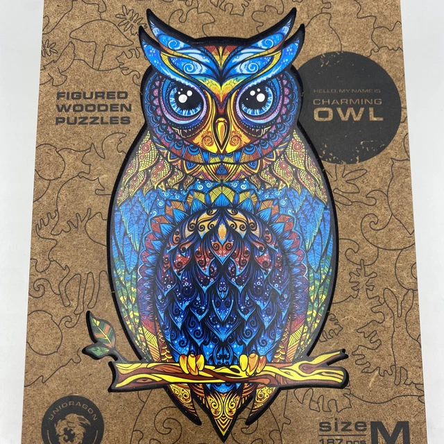 ⚡️ UNIDRAGON Charming Owl Wooden Jigsaw Puzzle Medium 187 Pieces ⚡️ 3
