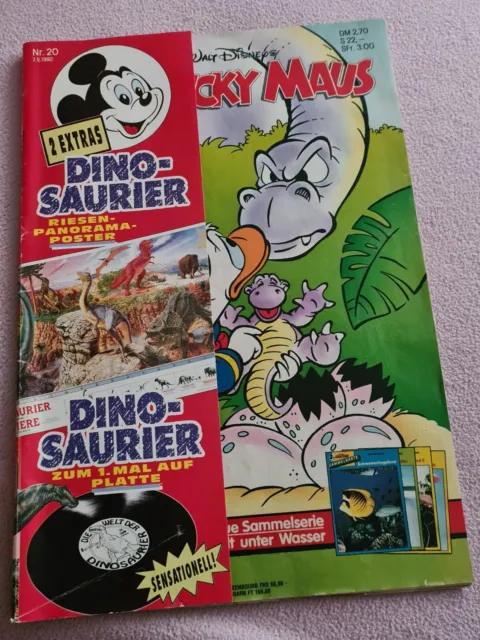 Micky Maus 1992, Heft Nr.20 mit Beilage Schallplatte DINO-SAURIER ohne Poster