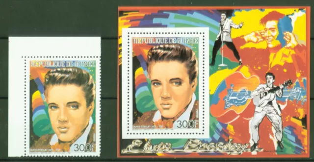 Guinea 1986 - Elvis Presley - Rey del Rock 'n' Roll - Guitarra - 1131 + Bloque 238