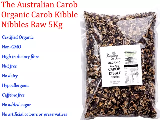 The Australian Carob Organic Carob Kibble Nibbles Raw 5Kg * Nut free  Dairy free