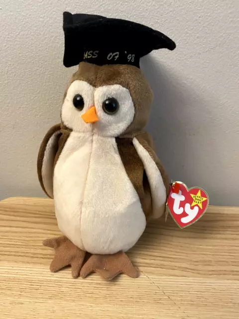 Rare Ty Wise the Owl Beanie Baby Class of 07 1998 with Multiple Errors FBA 41879