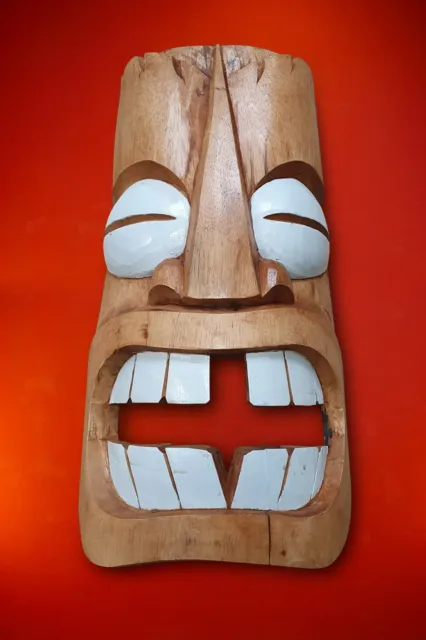 Tiki Holz Maske Bali Hawaii Dekoration Skulptur Schnitzerei Massiv Palmen Holz