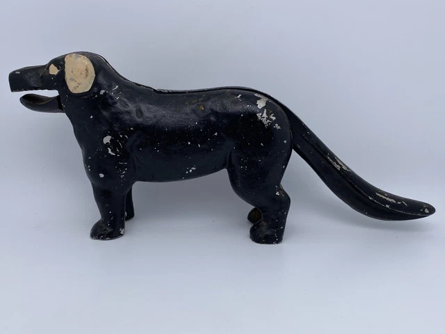 Vintage Cast Iron Black Dog Nut Cracker w/Original Paint Primitive