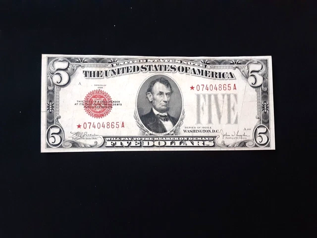 SCARCE 1928C  $5  United States Note **STAR NOTE** VF Cond. # 9