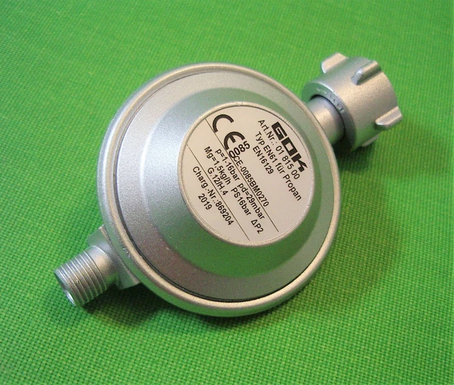 GOK 30 MBAR Camping Gasregler Druckminderer Regler Niederdruckregler