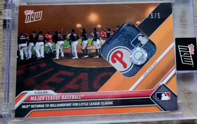 8/20/2023 Topps Now MLB Little League WS Game-Used Base Relic ORANGE #d 5/5