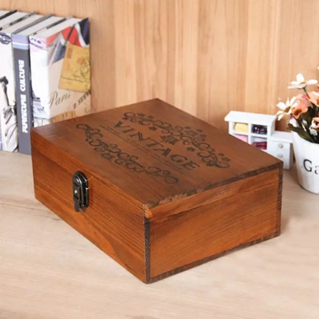 S/M/L Vintage Wooden Treasure Chest With Hinged Lid & Locking Clasp Gift Boxes