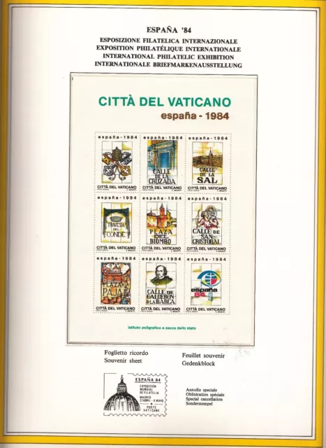 1984  Vaticano Libro Ufficiale Completo con INTERI POSTALI  +  BF ESPANA '84 3